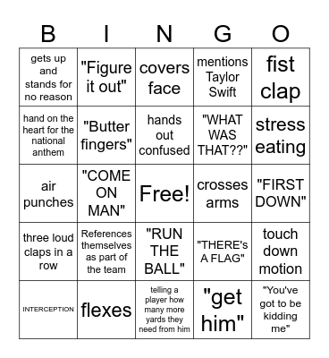 BRENDA DRIVE'S SUPERBOWL BINGO Card