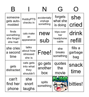 PTS Packing Stream Bingo! Bingo Card