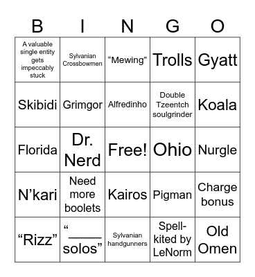 Voice chat bingo Card