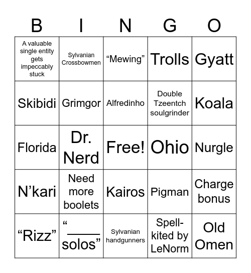 Voice chat bingo Card