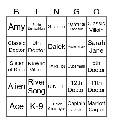 Gallifrey One Picture Bingo Card