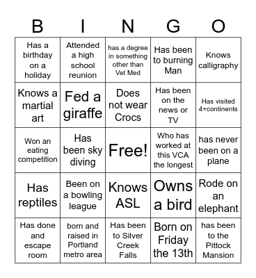 Untitled Bingo Card