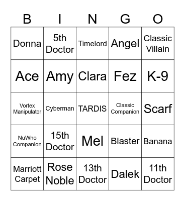 Gallifrey One Picture Bingo Card