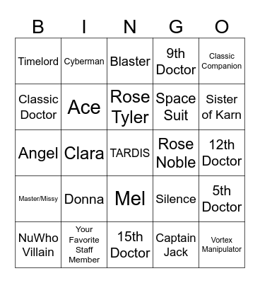 Gallifrey One Picture Bingo Card