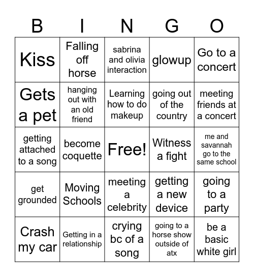 Abigail's 2024 Bingo Card