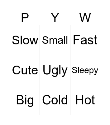 Adjectives! Bingo Card