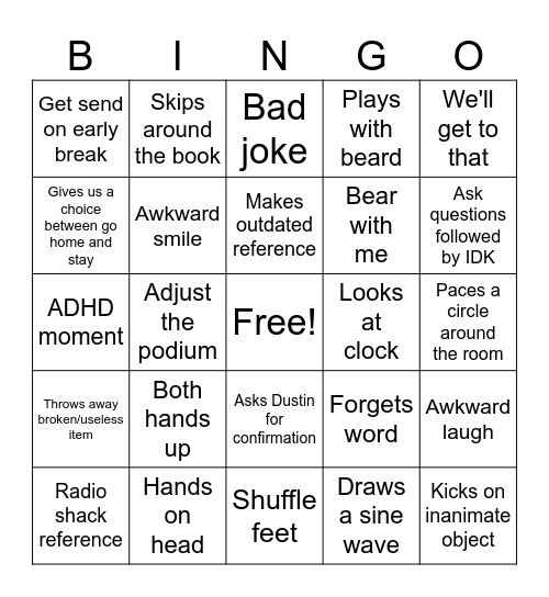 Mr.Cook bingo Card