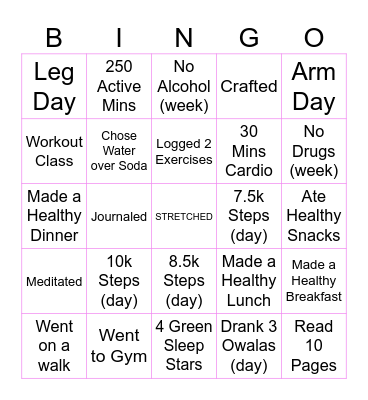 HOT GIRL BINGO Card