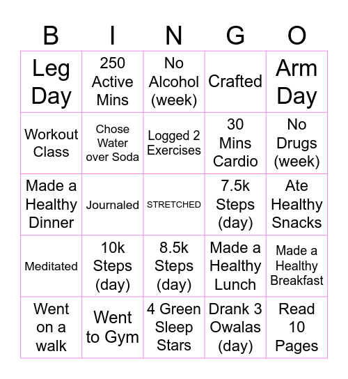 HOT GIRL BINGO Card