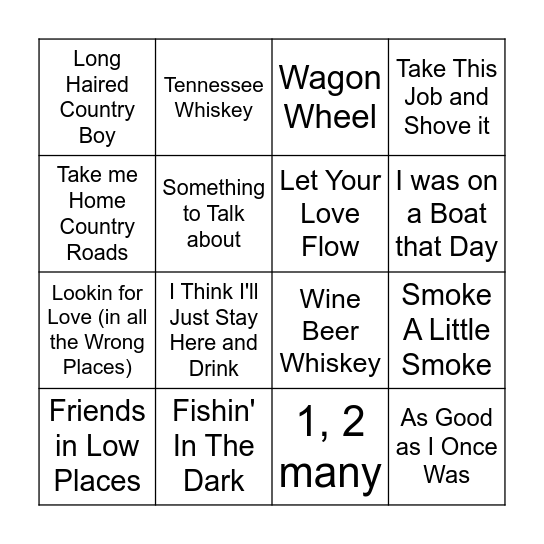 Country Club Bingo Card