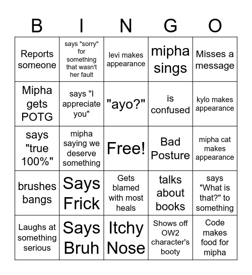 Miphapuff Bingo Card