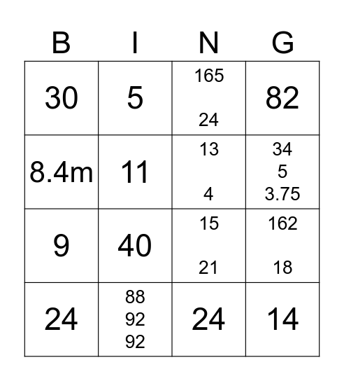 Topic 6 Test Bingo Card