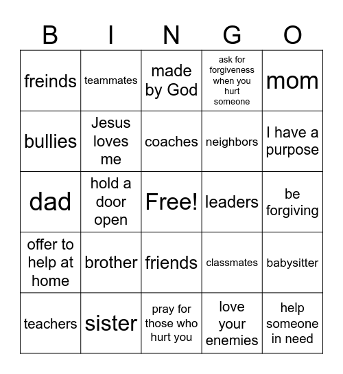 love everyone Bingo Card