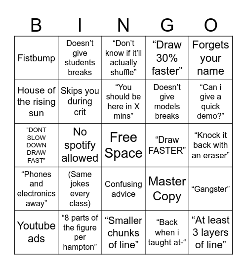 Jinkins figure class Bingo Card
