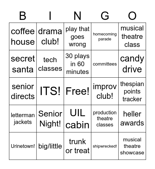 23' - 24' Theatre Bingo Card