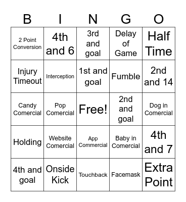 Super Bowl LVIII Bingo Card