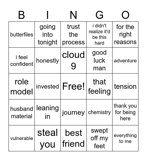 Time for L O V E Bingo Card