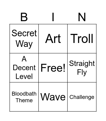 Geometry Dash Bingo Card