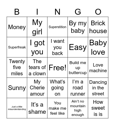 Motown Philly Bingo Card