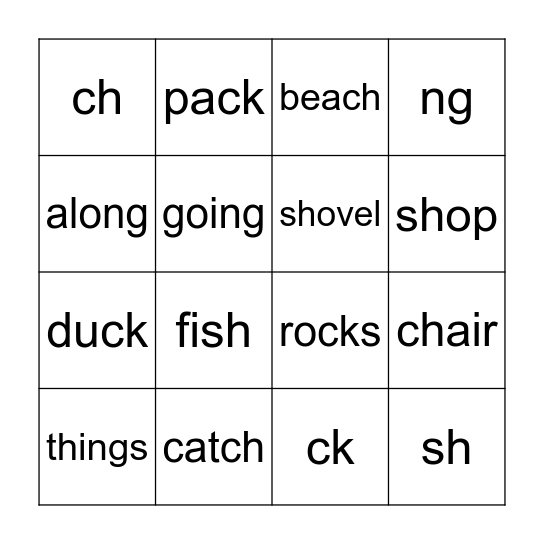 Off to the Beach Bingo Card