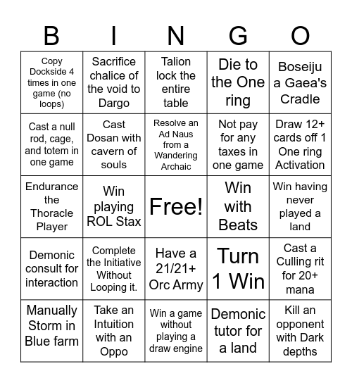 cEDH Bingo Card