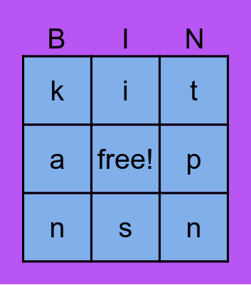ABC Lesson 2 sounds Bingo Card