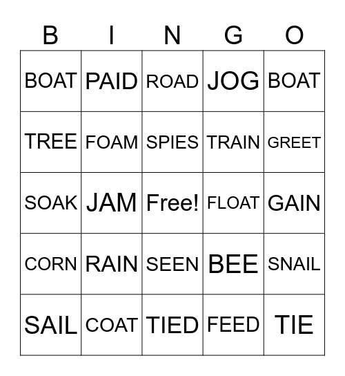 Jolly phonics 4 Bingo Card