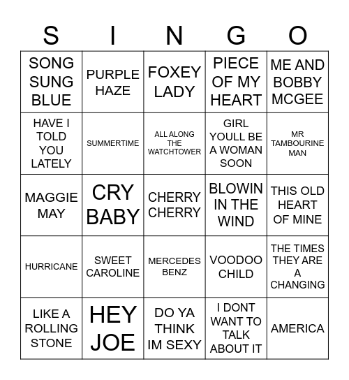 890 NEIL VS ROD VS JIMI VS BOB VS JANIS Bingo Card