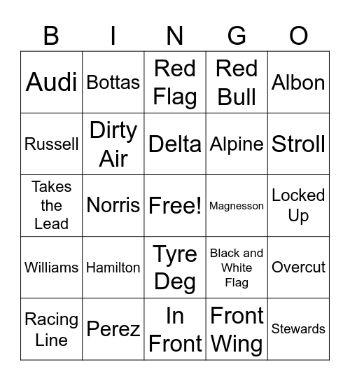 F1 Bingo 2024 by Cloggy Bingo Card
