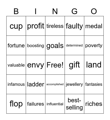 Unit 5 Vocabulary Bingo Card