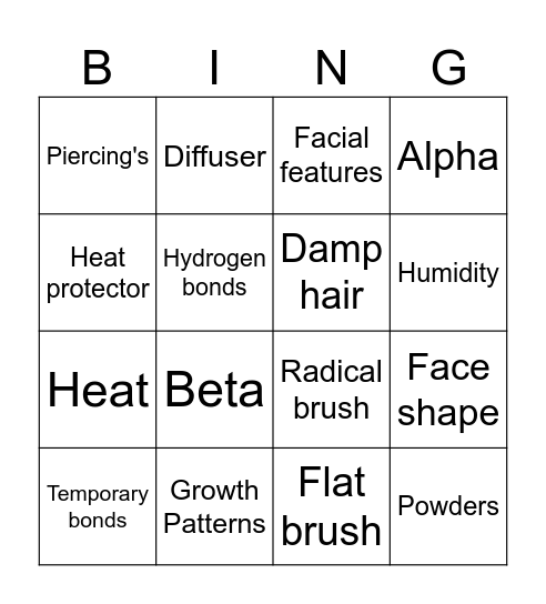 style and finish Bingo Card