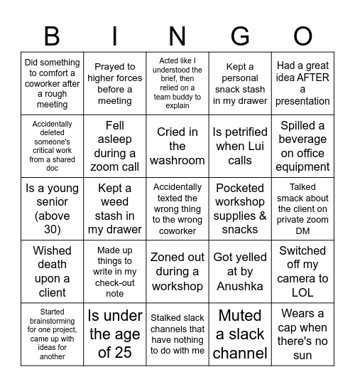 TOD Bingo Card