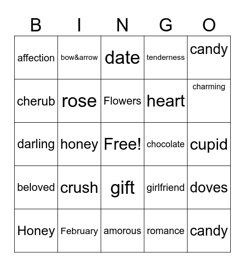 VALENTINES DAY Bingo Card