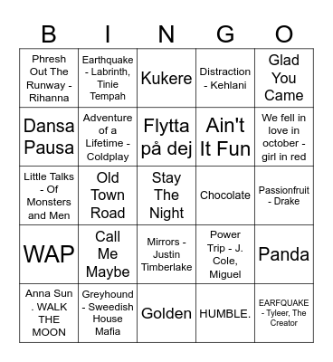 Throw Me Back 2010 - 2020 Part 1 Bingo Card