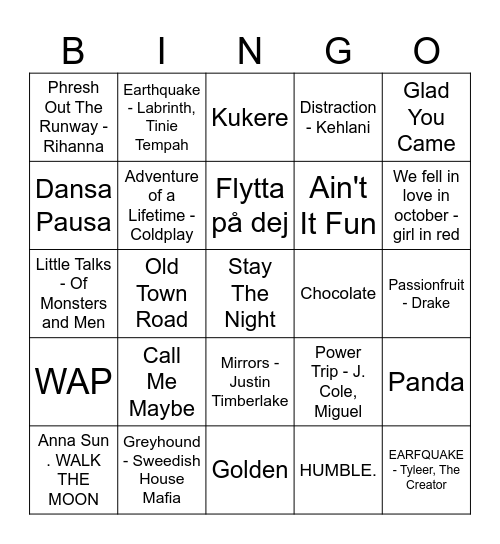 Throw Me Back 2010 - 2020 Part 1 Bingo Card