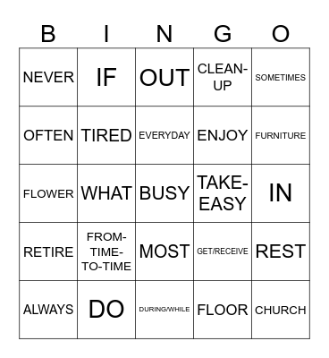 ASL UNIT 10 Bingo Card