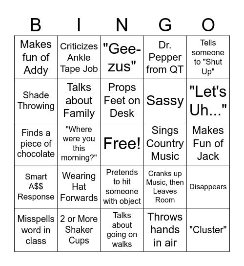 Dustin Bingo Card