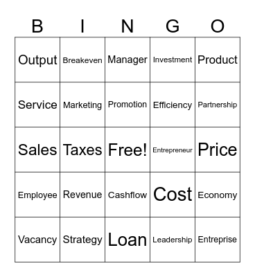 Business Bingo Card