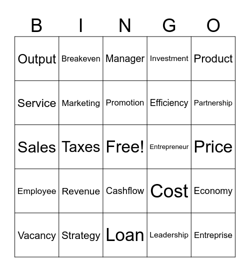 Business Bingo Card