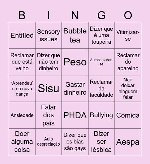 Kai Bingai Bingo Card