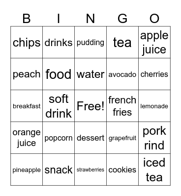 La Comida (Section 1) Bingo Card