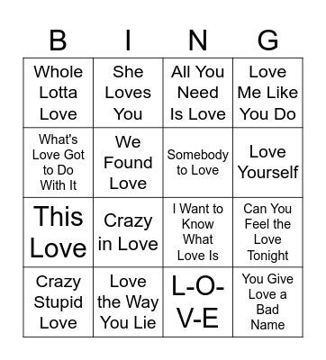Valentine's Bingo Card