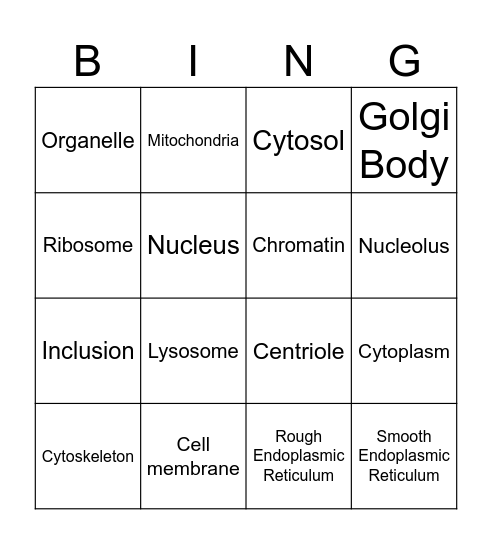 Year 11 ATAR Human Biology - Cells Bingo Card