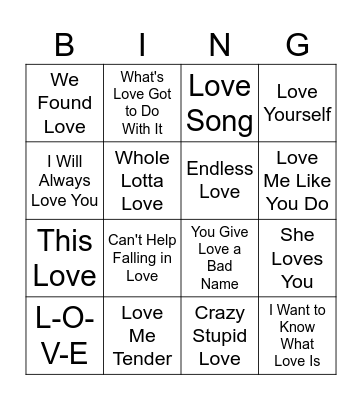 Valentine's Bingo Card