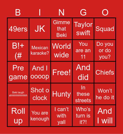 Squad Games Bingo Card