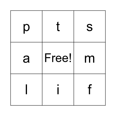 Letter Sounds 1 Bingo Card