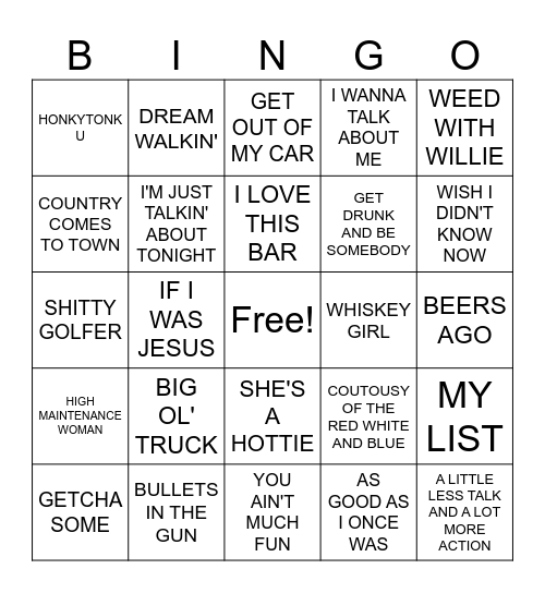 #1-TOBY KEITH TRIBUTE Bingo Card