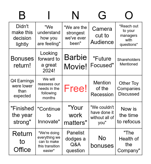 Town Hall 2/8 Bingo Card