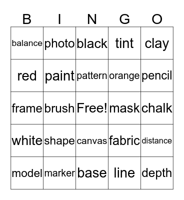 art  night Bingo Card