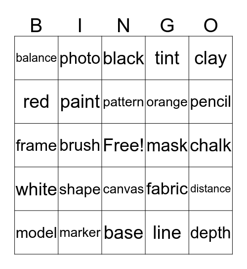 art  night Bingo Card